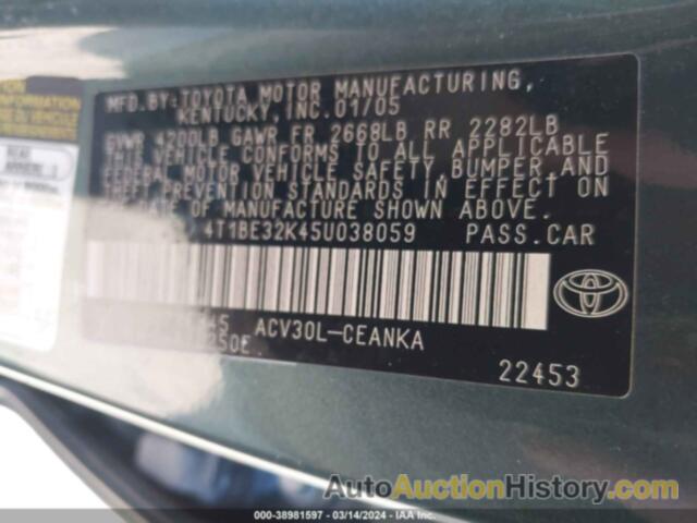 TOYOTA CAMRY LE, 4T1BE32K45U038059