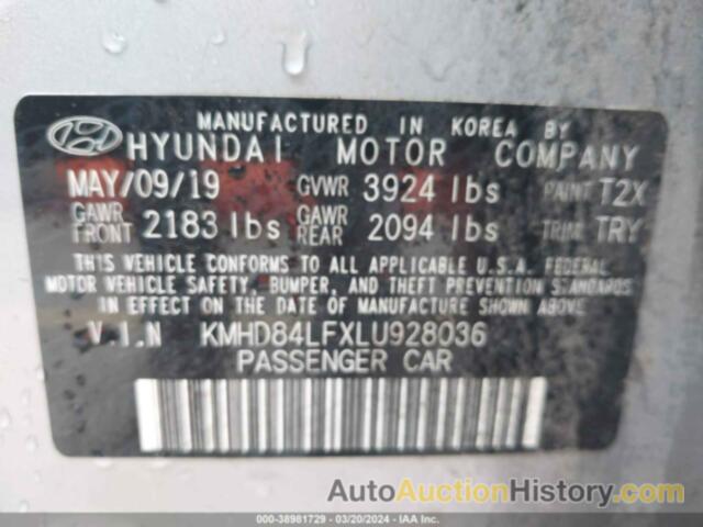 HYUNDAI ELANTRA SEL, KMHD84LFXLU928036