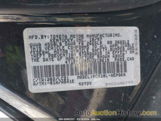 TOYOTA AVALON XLS, 4T1BF18B2WU218618