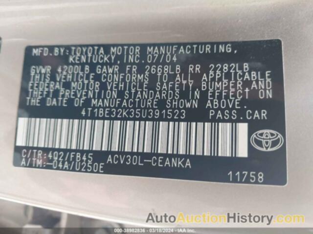 TOYOTA CAMRY LE, 4T1BE32K35U391523