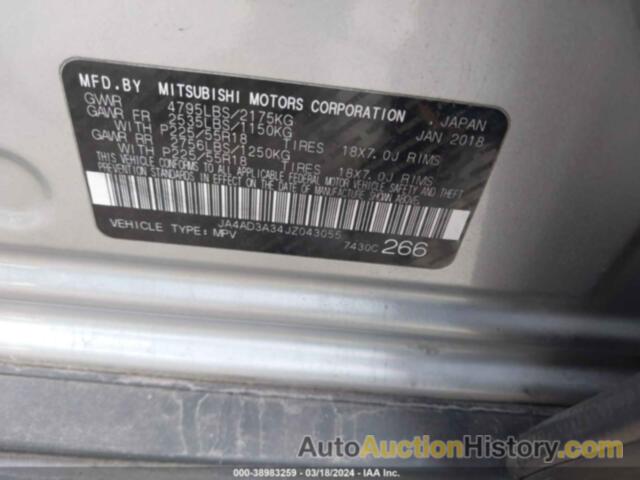 MITSUBISHI OUTLANDER SE/SEL, JA4AD3A34JZ043055