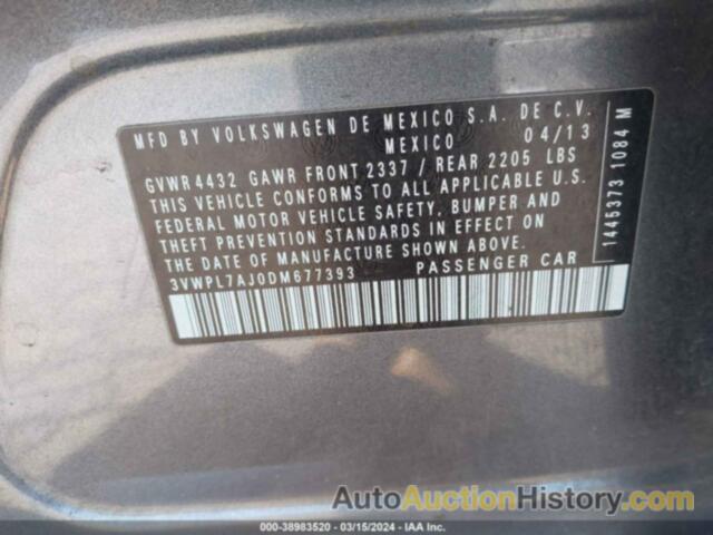 VOLKSWAGEN JETTA TDI, 3VWPL7AJ0DM677393