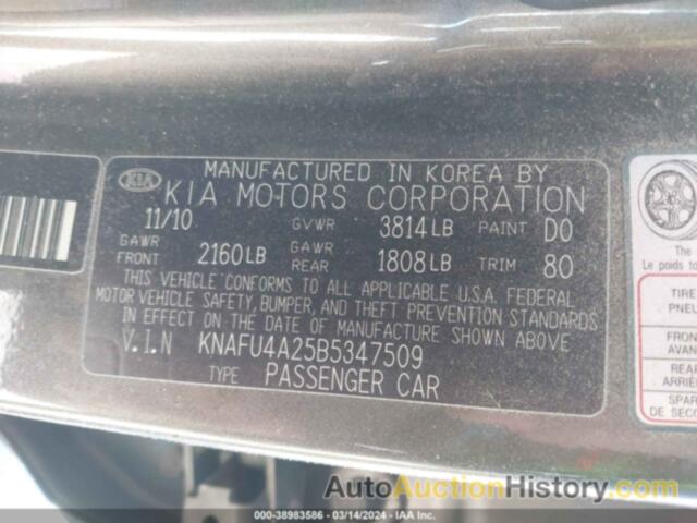 KIA FORTE EX, KNAFU4A25B5347509