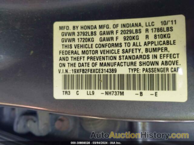 HONDA CIVIC EX, 19XFB2F8XCE314389