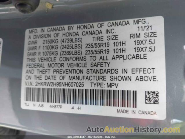 HONDA CR-V AWD TOURING, 2HKRW2H95NH607025