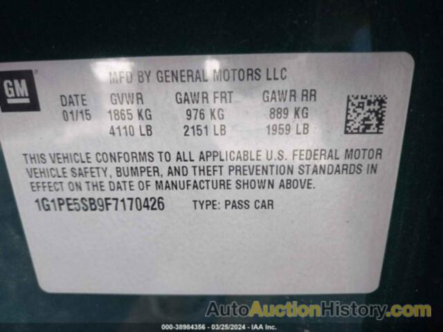 CHEVROLET CRUZE 2LT AUTO, 1G1PE5SB9F7170426