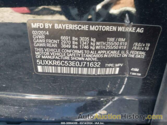 BMW X5 XDRIVE50I, 5UXKR6C53E0J71632