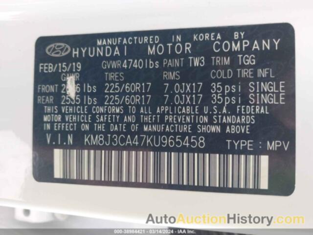 HYUNDAI TUCSON VALUE, KM8J3CA47KU965458