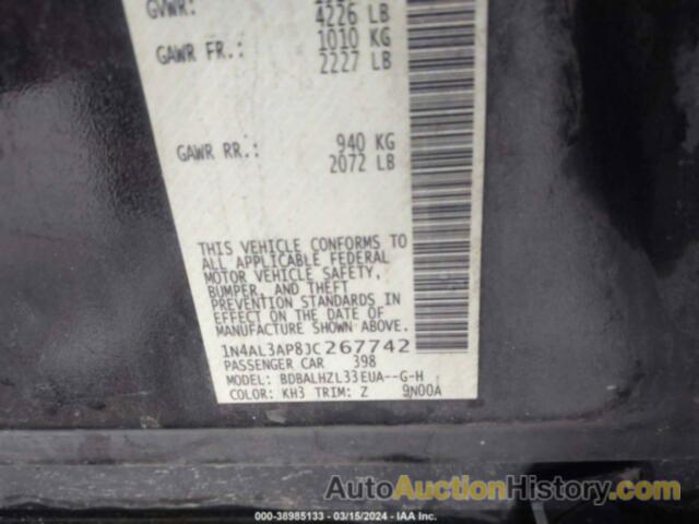 NISSAN ALTIMA 2.5/S/SV/SL/SR, 1N4AL3AP8JC267742