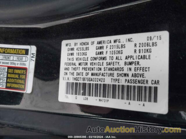 HONDA ACCORD EX, 1HGCT1B75GA002420