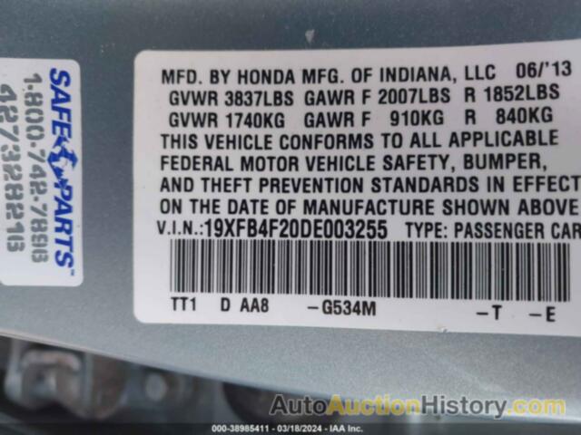 HONDA CIVIC HYBRID HYBRID, 19XFB4F20DE003255