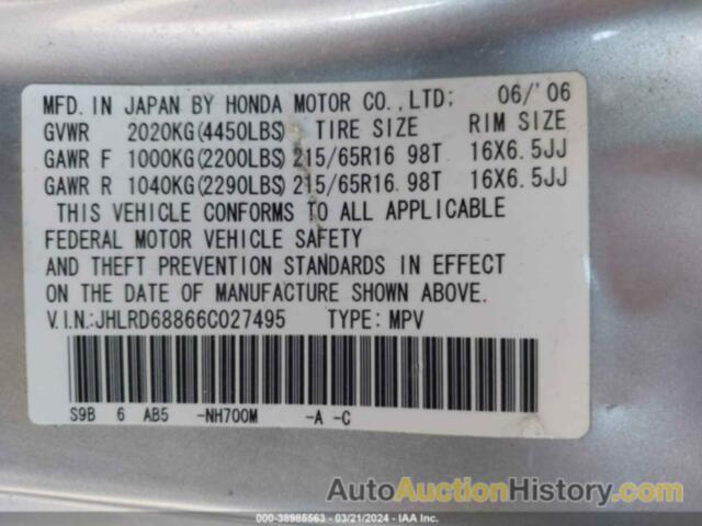 HONDA CR-V EX, JHLRD68866C027495