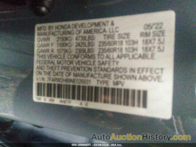 HONDA CR-V AWD EX-L, 7FARW2H89NE026931