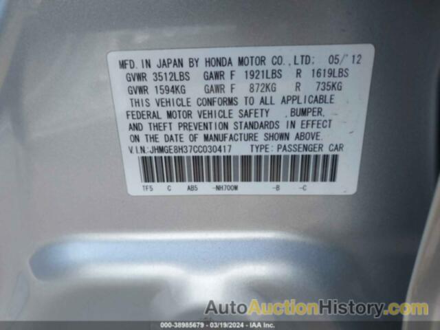 HONDA FIT, JHMGE8H37CC030417