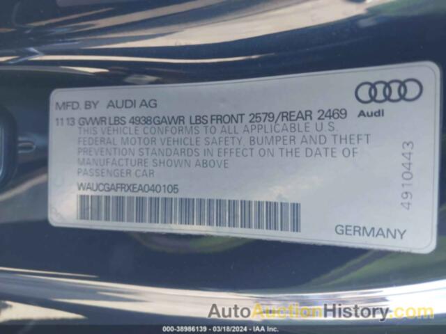 AUDI S5 3.0T PREMIUM PLUS, WAUCGAFRXEA040105