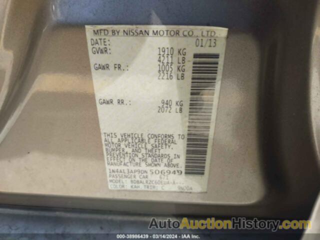 NISSAN ALTIMA 2.5 S, 1N4AL3AP9DN506949