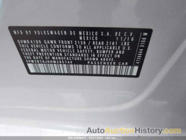 VOLKSWAGEN JETTA 1.4T S, 3VW2B7AJ0HM285744