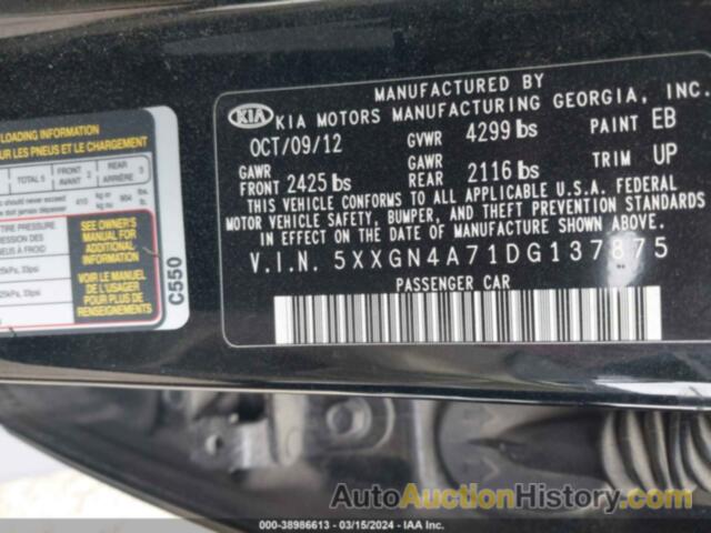 KIA OPTIMA EX, 5XXGN4A71DG137875