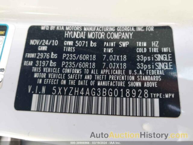 HYUNDAI SANTA FE SE, 5XYZH4AG3BG018928