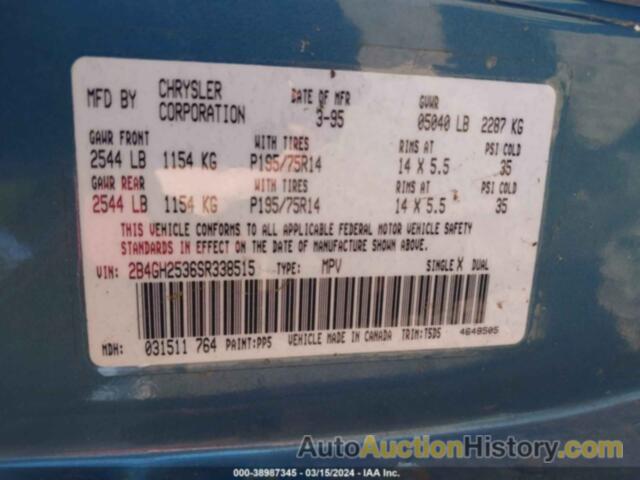 DODGE CARAVAN, 2B4GH2536SR338515