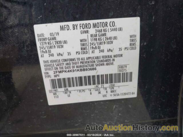 FORD EDGE TITANIUM, 2FMPK4K91KBB93686