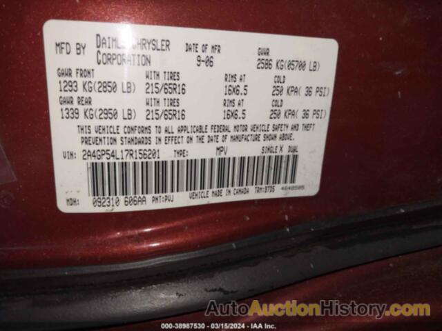 CHRYSLER TOWN & COUNTRY TOURING, 2A4GP54L17R156201