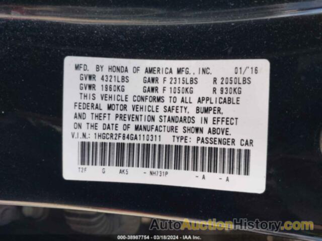 HONDA ACCORD EX-L, 1HGCR2F84GA110311