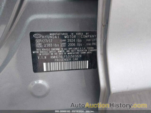 HYUNDAI ELANTRA SE, KMHD74LF5JU565824