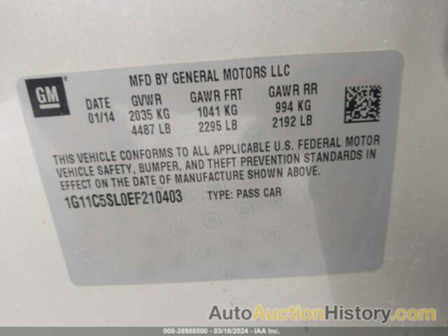 CHEVROLET MALIBU 1LT, 1G11C5SL0EF210403