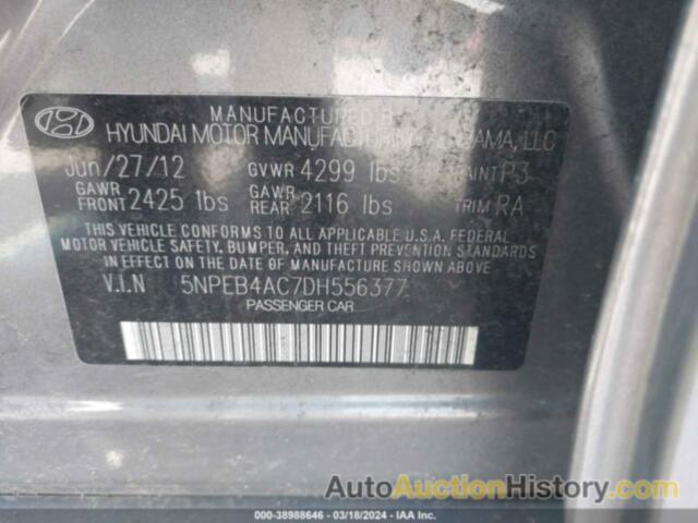 HYUNDAI SONATA GLS, 5NPEB4AC7DH556377