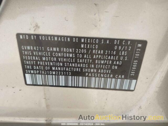 VOLKSWAGEN JETTA 2.5L SE, 3VWDP7AJ1DM223113