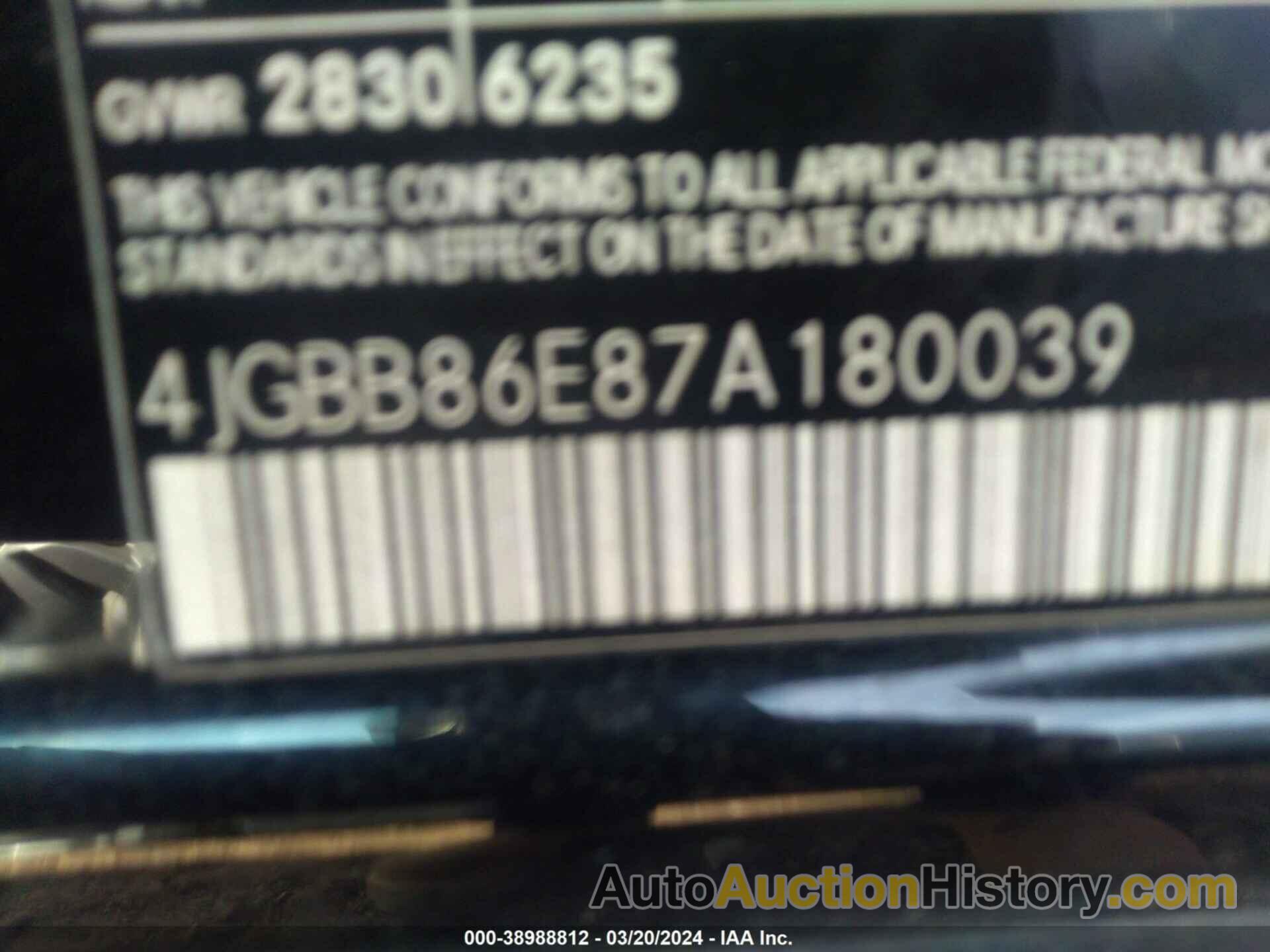 MERCEDES-BENZ ML 350 4MATIC, 4JGBB86E87A180039