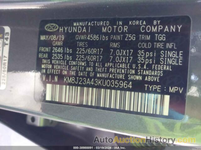 HYUNDAI TUCSON SE, KM8J23A43KU035964