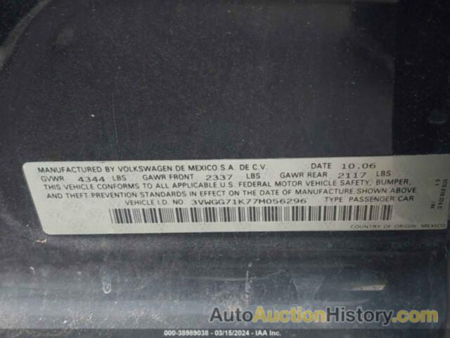 VOLKSWAGEN JETTA, 3VWGG71K77M056296