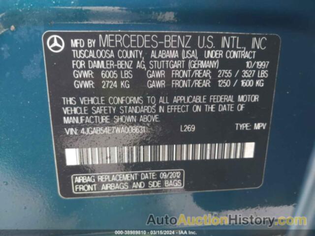 MERCEDES-BENZ ML 320 CLASSIC, 4JGAB54E7WA008631