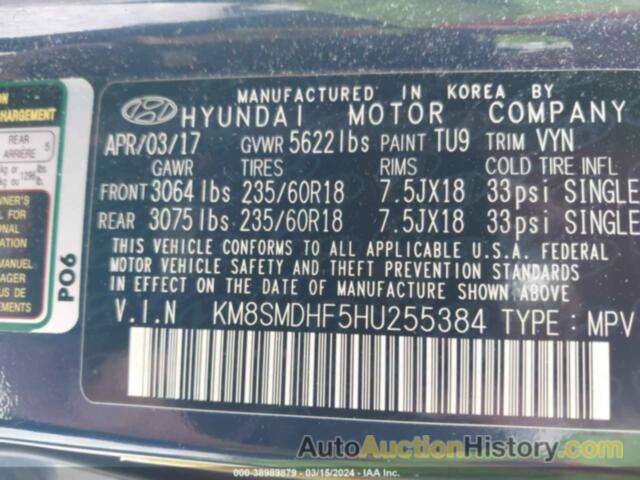 HYUNDAI SANTA FE SE, KM8SMDHF5HU255384