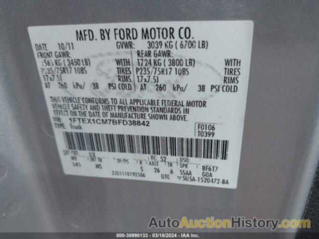 FORD F150 SUPER CAB, 1FTEX1CM7BFD38842