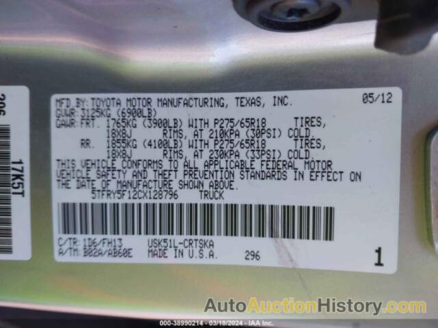 TOYOTA TUNDRA GRADE 5.7L V8, 5TFRY5F12CX128796