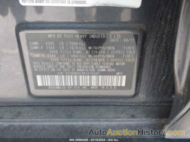 SUBARU OUTBACK 2.5I, 4S4BRBAC9B3416564