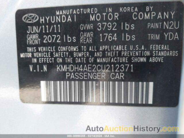 HYUNDAI ELANTRA LIMITED (ULSAN PLANT), KMHDH4AE2CU212371