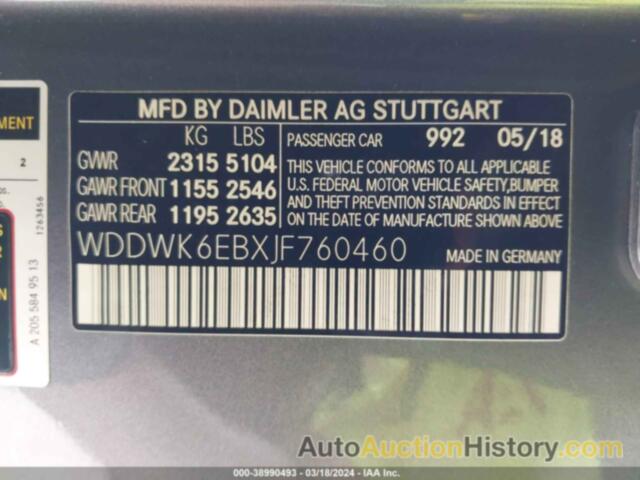MERCEDES-BENZ AMG C 43 4MATIC, WDDWK6EBXJF760460