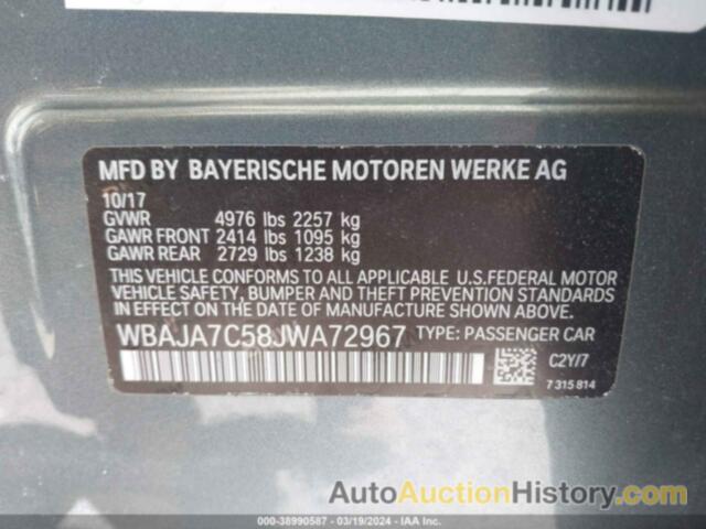 BMW 530I XDRIVE, WBAJA7C58JWA72967