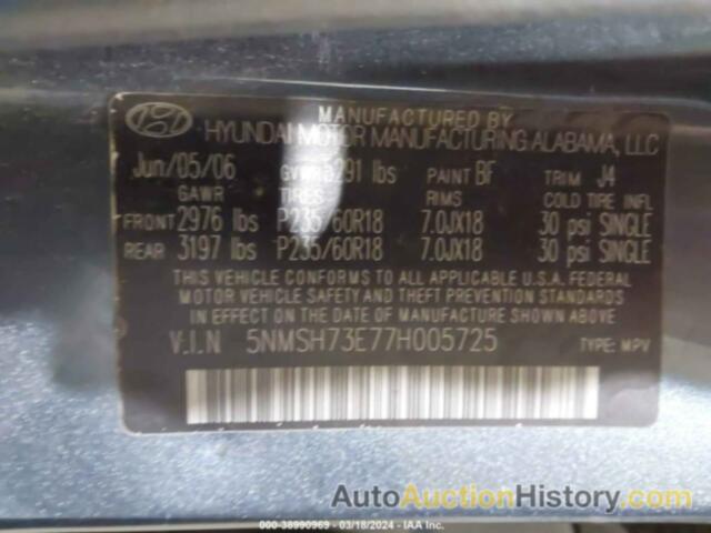 HYUNDAI SANTA FE LIMITED/SE, 5NMSH73E77H005725