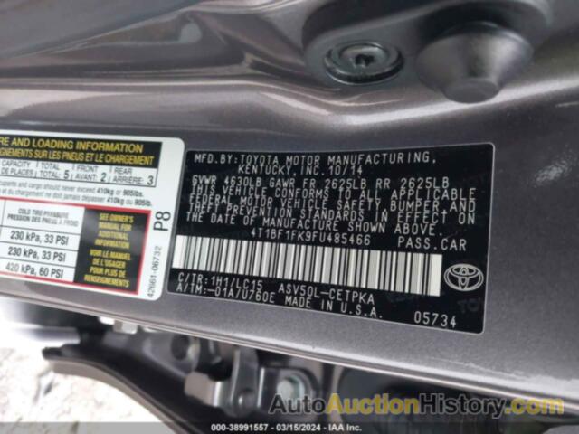 TOYOTA CAMRY XSE, 4T1BF1FK9FU485466