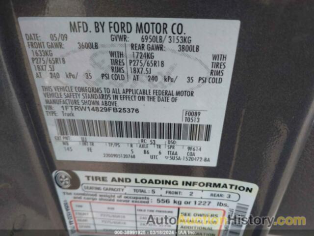 FORD F-150 XL/XLT, 1FTRW14829FB25376