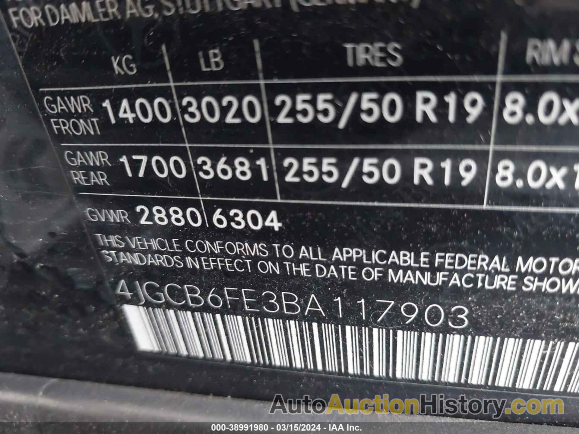 MERCEDES-BENZ R 350 4MATIC, 4JGCB6FE3BA117903