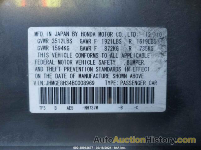 HONDA FIT, JHMGE8H34BC008969