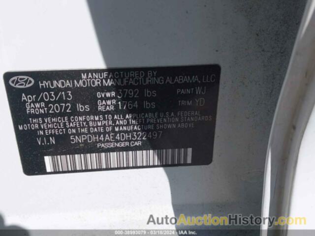 HYUNDAI ELANTRA GLS, 5NPDH4AE4DH322497