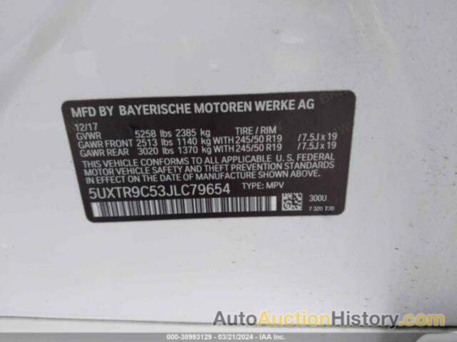 BMW X3 XDRIVE30I, 5UXTR9C53JLC79654