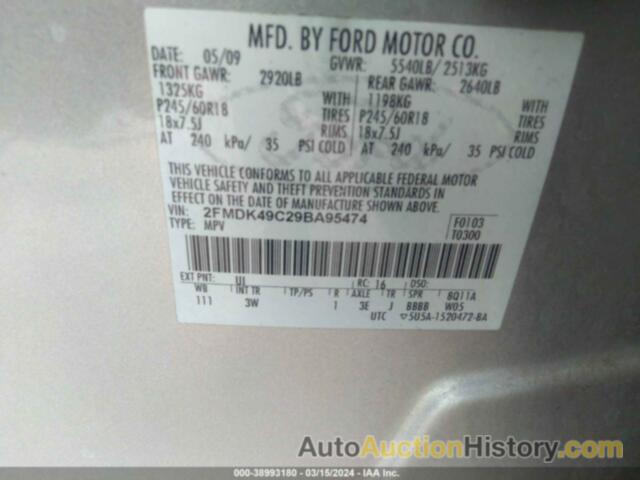 FORD EDGE LIMITED, 2FMDK49C29BA95474